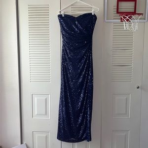Sparkly, strapless deep blue Ralph Lauren evening gown